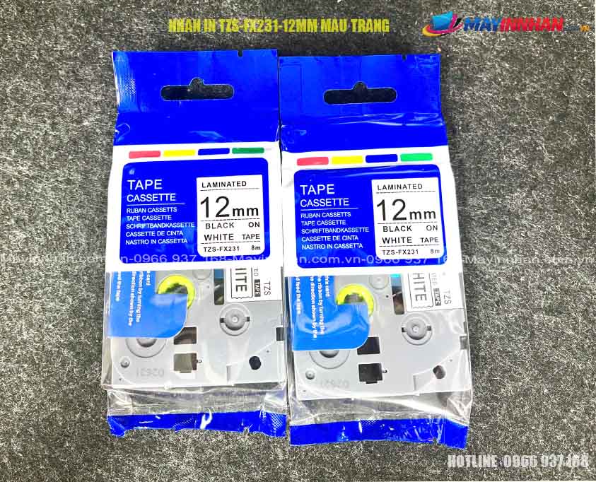 Nhãn in tương thích TZS-FX231 ( chữ đen nền trắng-12mm) Nhãn in tương thích TZS-FX231 ( chữ đen nền trắng-12mm)