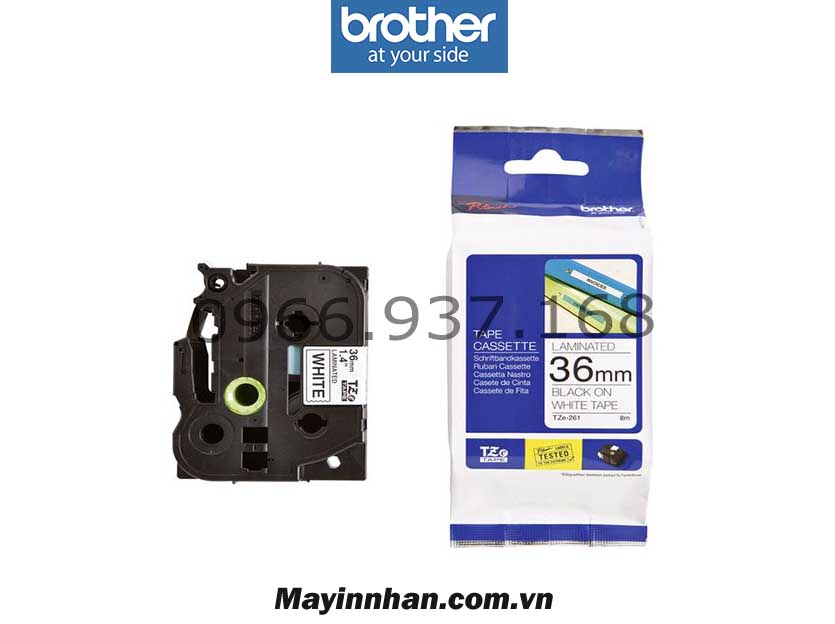 Nhãn Brother TZE-261 Khổ 36mm dài 8m Black on White