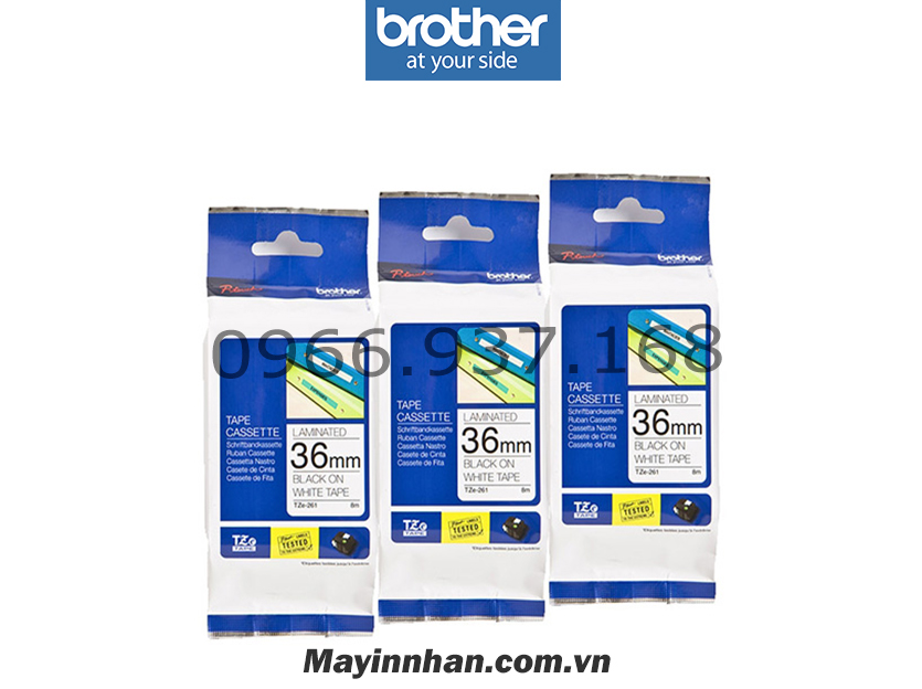 Nhãn Brother TZE-261 Khổ 36mm dài 8m Black on White
