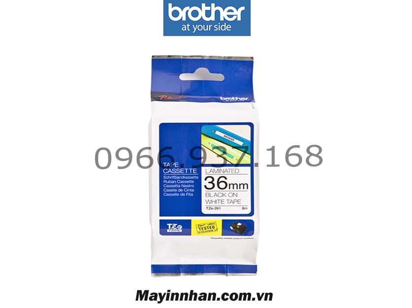Nhãn Brother TZE-261 Khổ 36mm dài 8m Black on White
