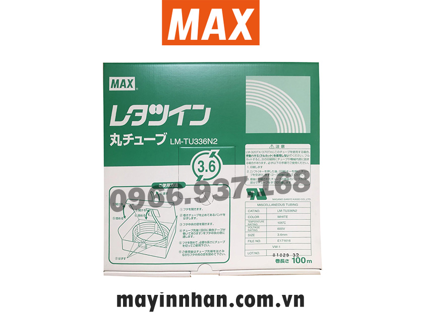 Ống lồng Nhật , Đánh dấu đầu coss LM-TU336N2 ( 3.6mm,100m/cái) MAX-JAPAN